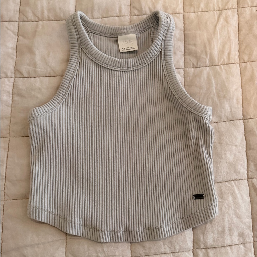 Zara - Size 9-10 - Ribbed Tank Top in Light Gray